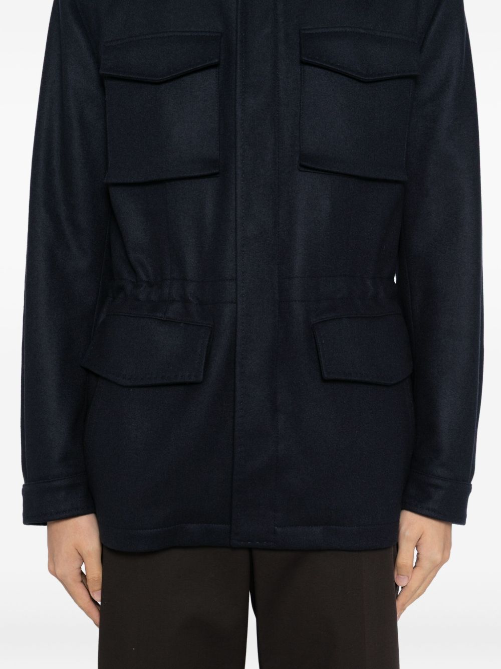 flap-pocket cashmere jacket