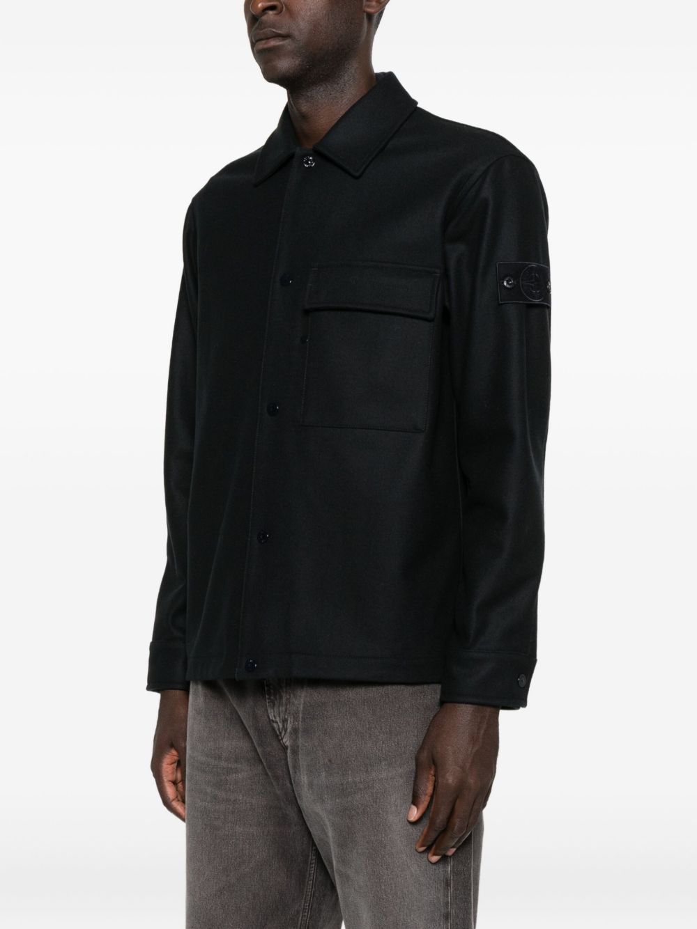 patch-pocket wool shirt
