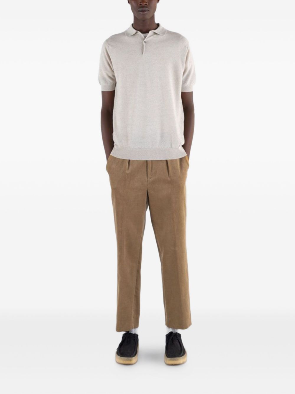 short-sleeved merino-wool polo shirt