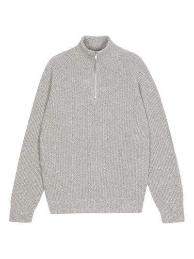 Ribbed Zip-Neck Sweater