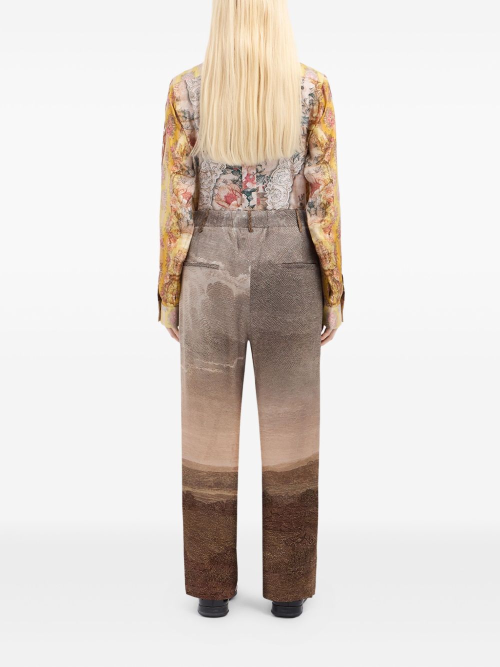landscape-print drawstring-waist trousers