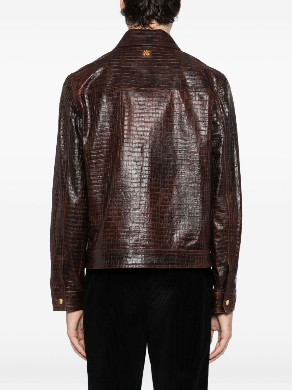 crocodile-effect leather jacket