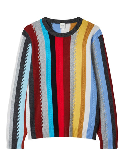 Cable-Knit Striped Sweater