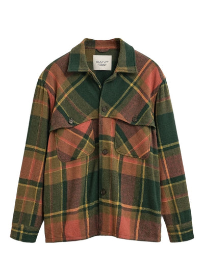 Checked Wool-Blend Shirt Jacket