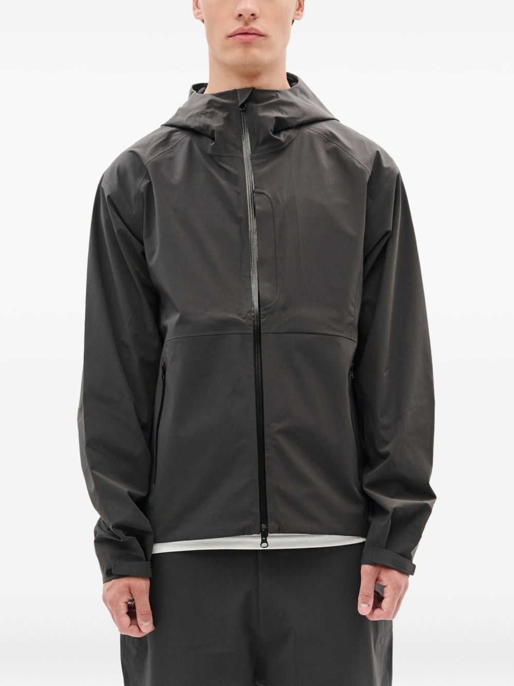 hooded zip-front jacket