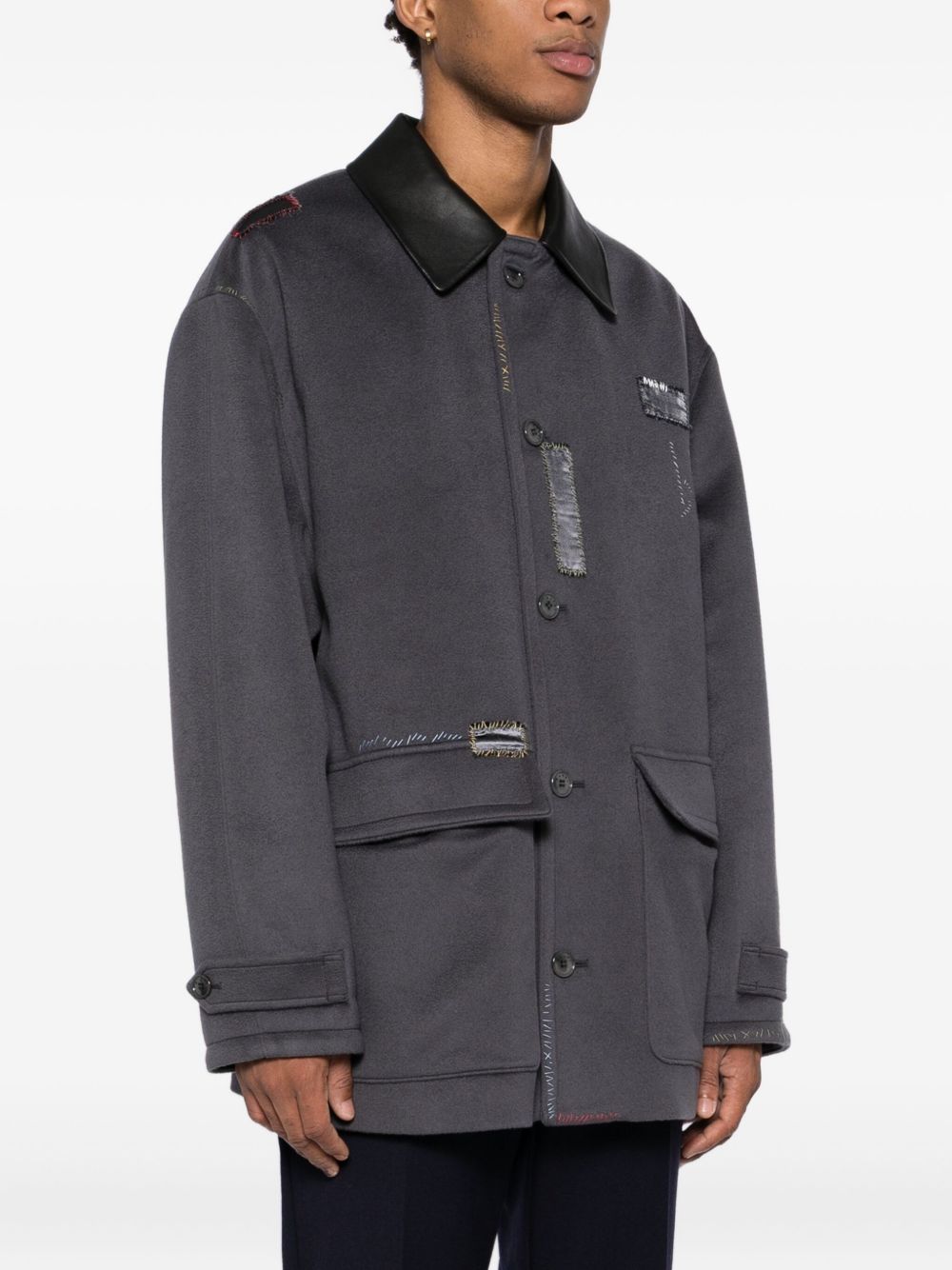 leather collar jacket