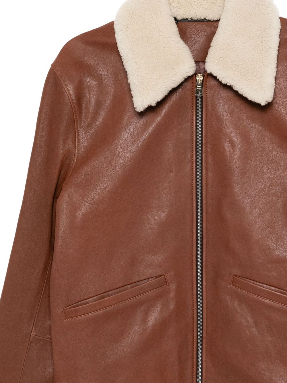 collared leather jacket