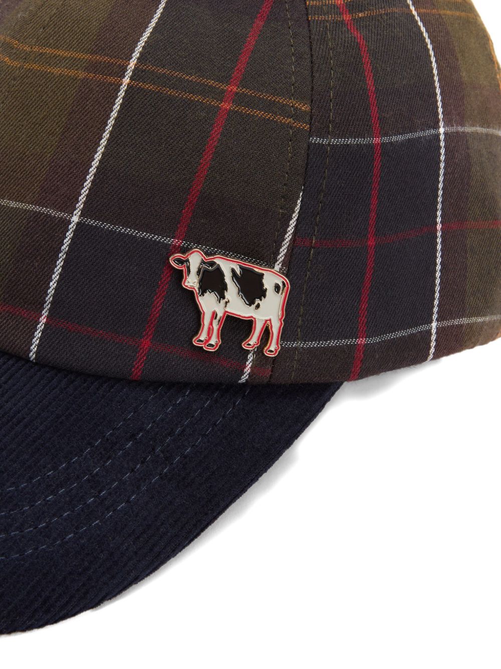 tartan-pattern corduroy cap