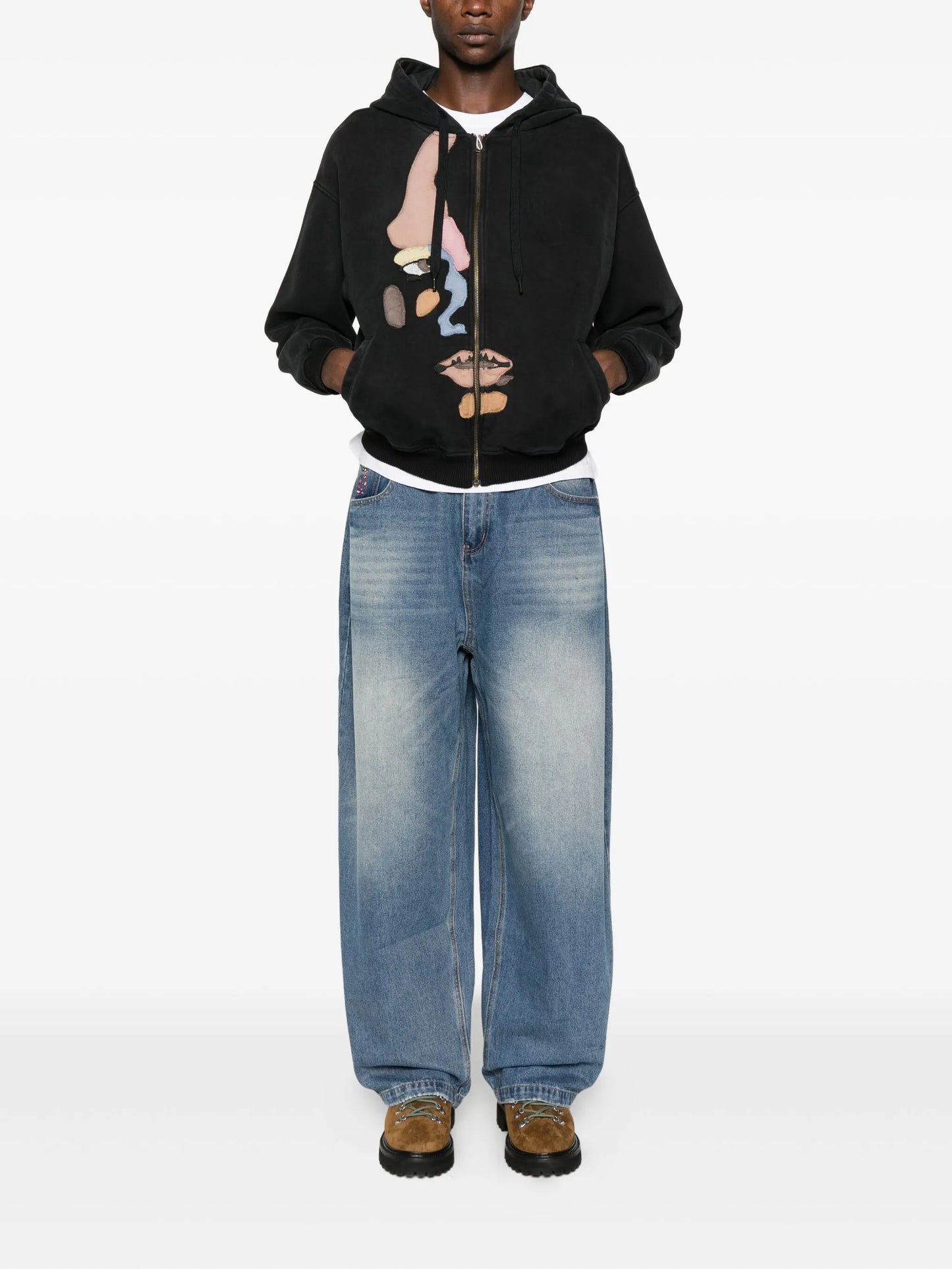 Appliqué Detail Zip-up Hoodie