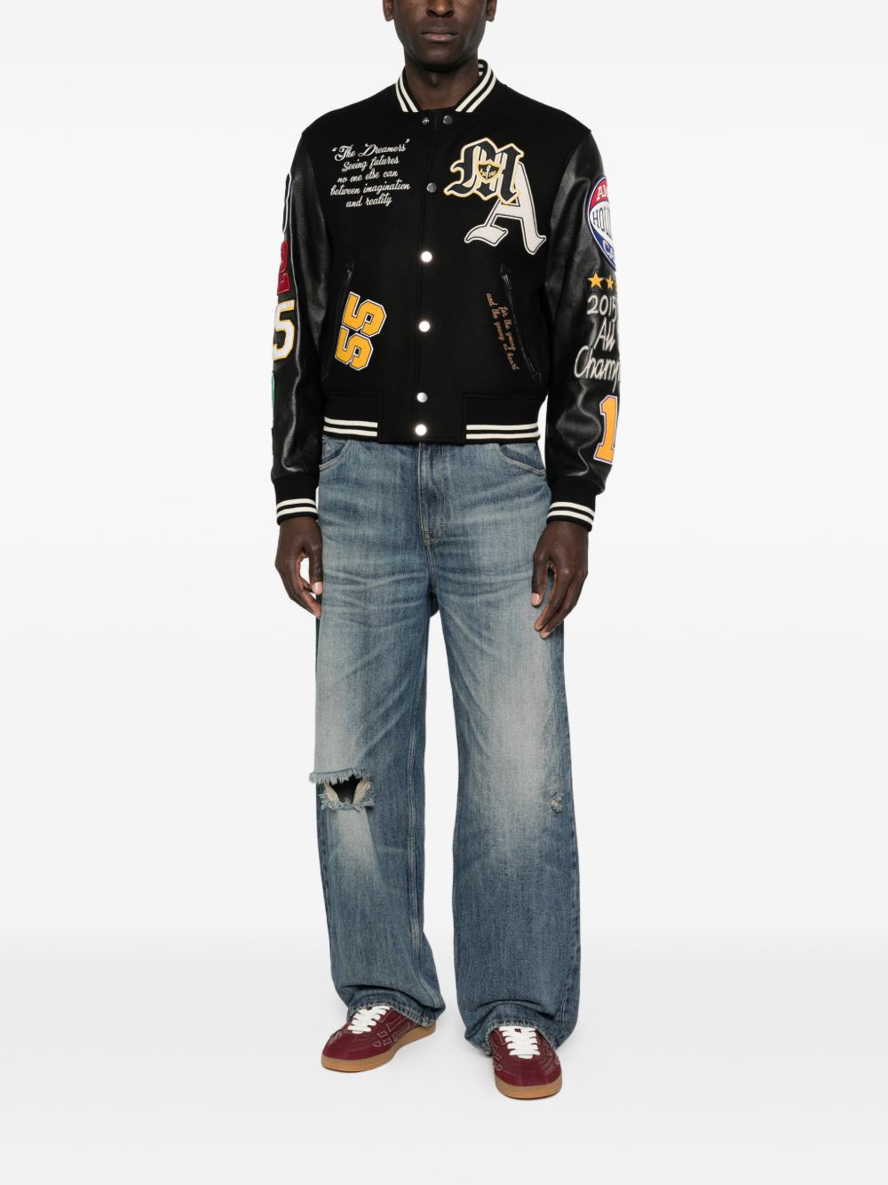 appliqué letter bomber jacket