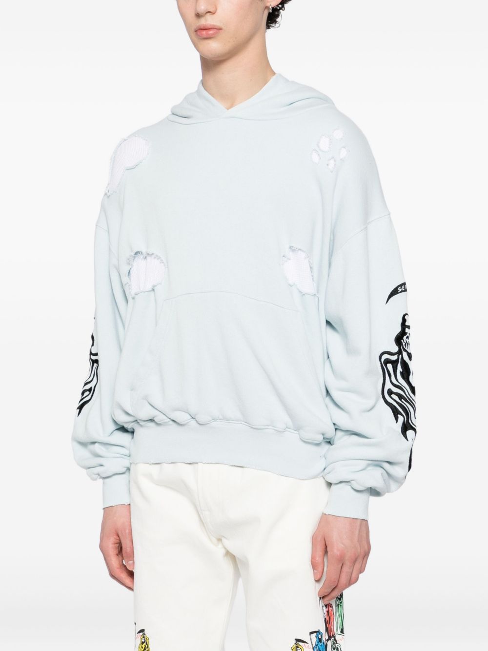 graphic-embroidered hoodie