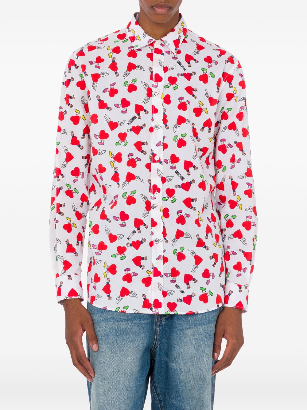 heart-print shirt