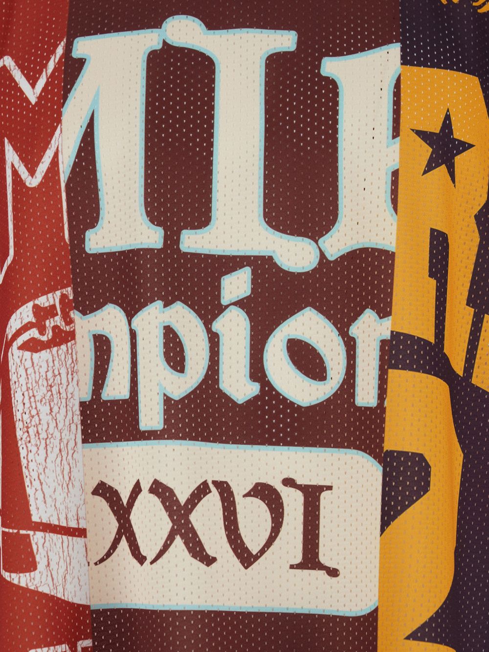 patchwork V-neck T-shirt