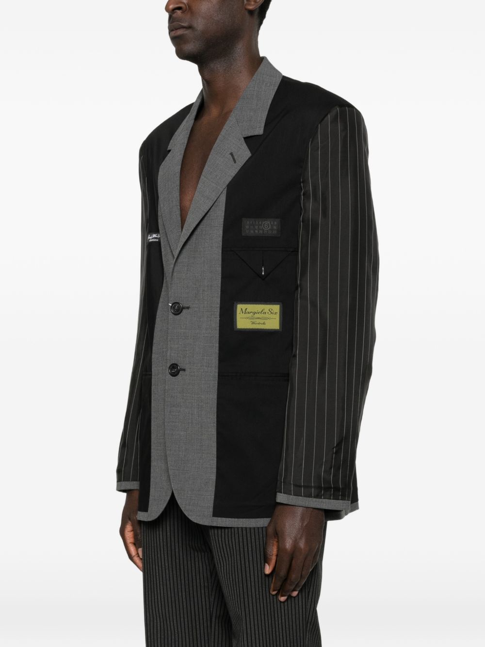 pinstripe panelled blazer