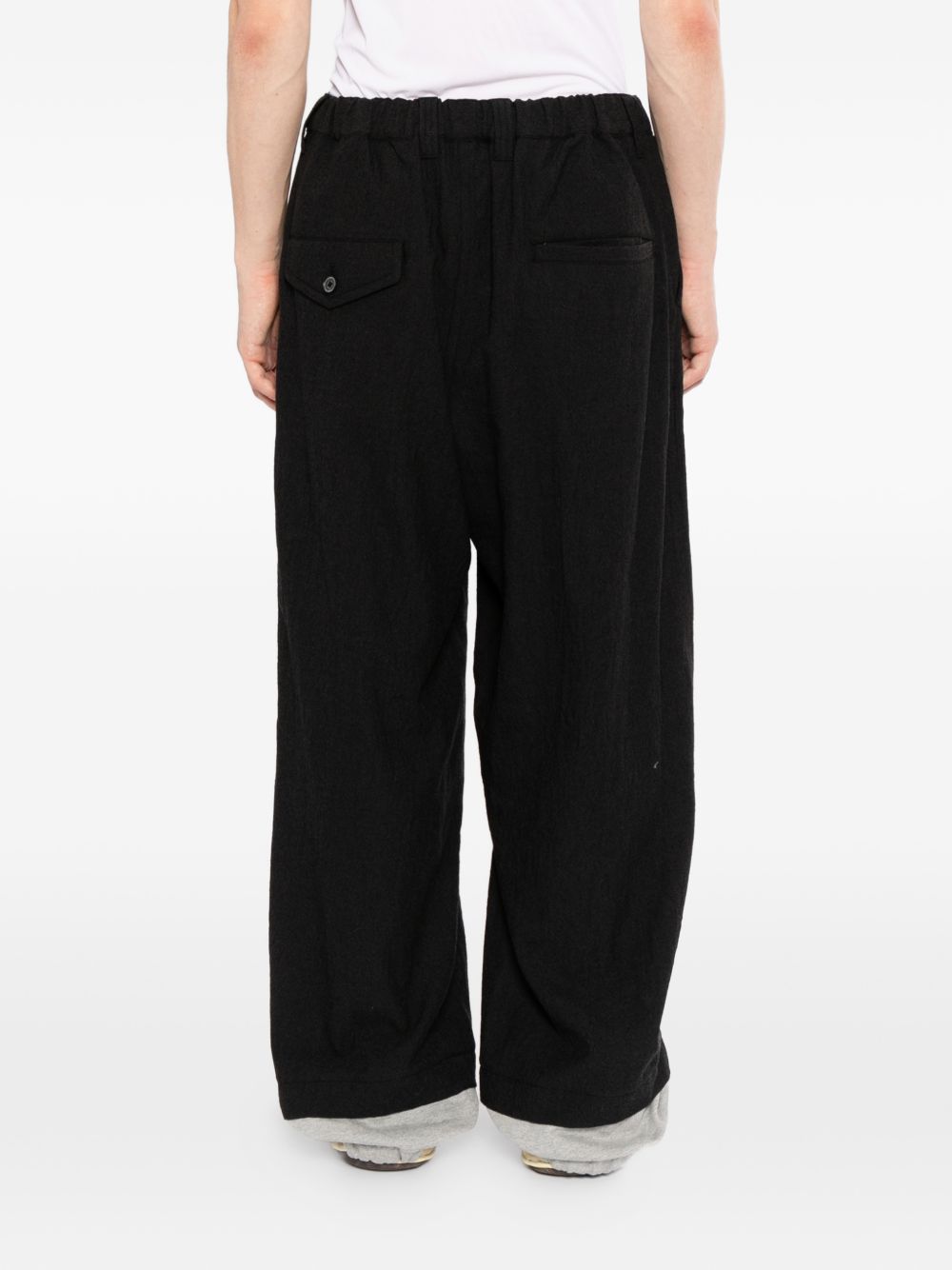 layered wool trousers