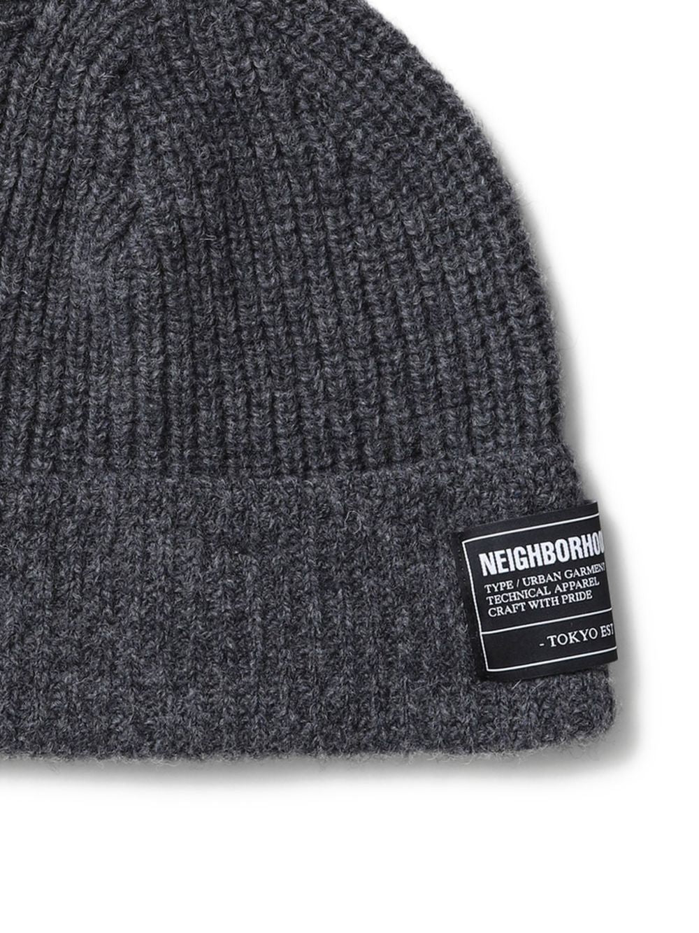ribbed logo-patch beanie hat