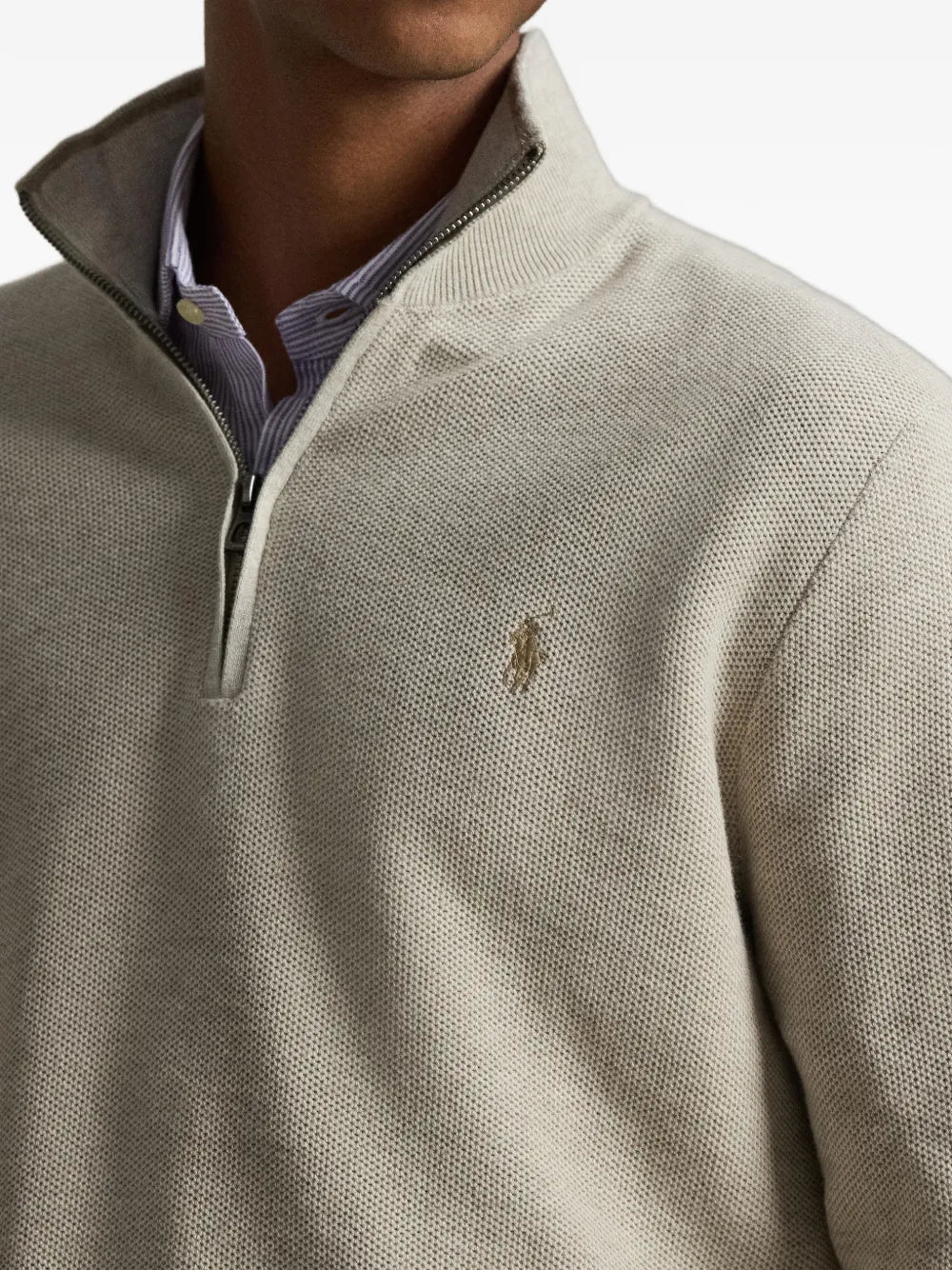 mesh-knit quarter-zip sweater