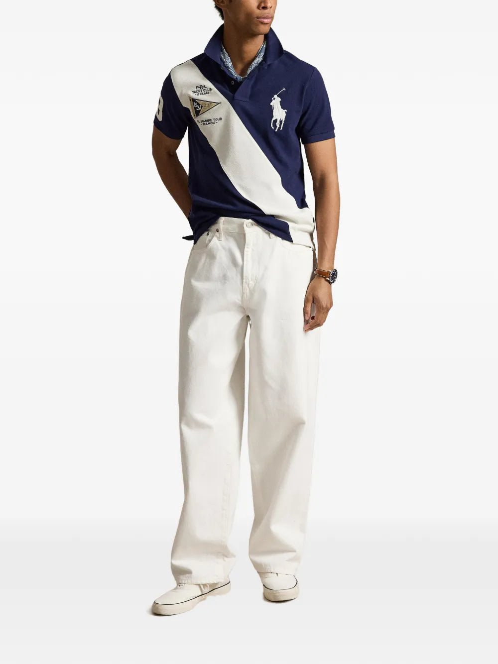sash-stripe polo shirt