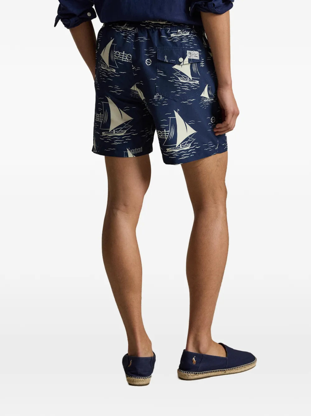 sailboat-print swim trunks
