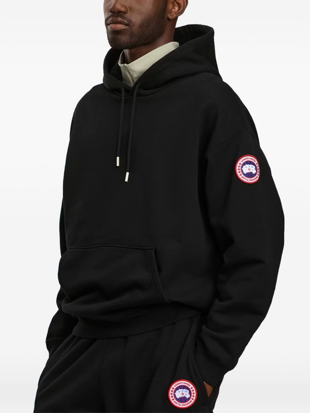 logo-patch drawstring hoodie