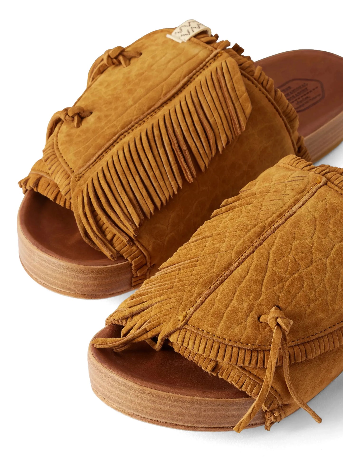 Fringed Leather Slides