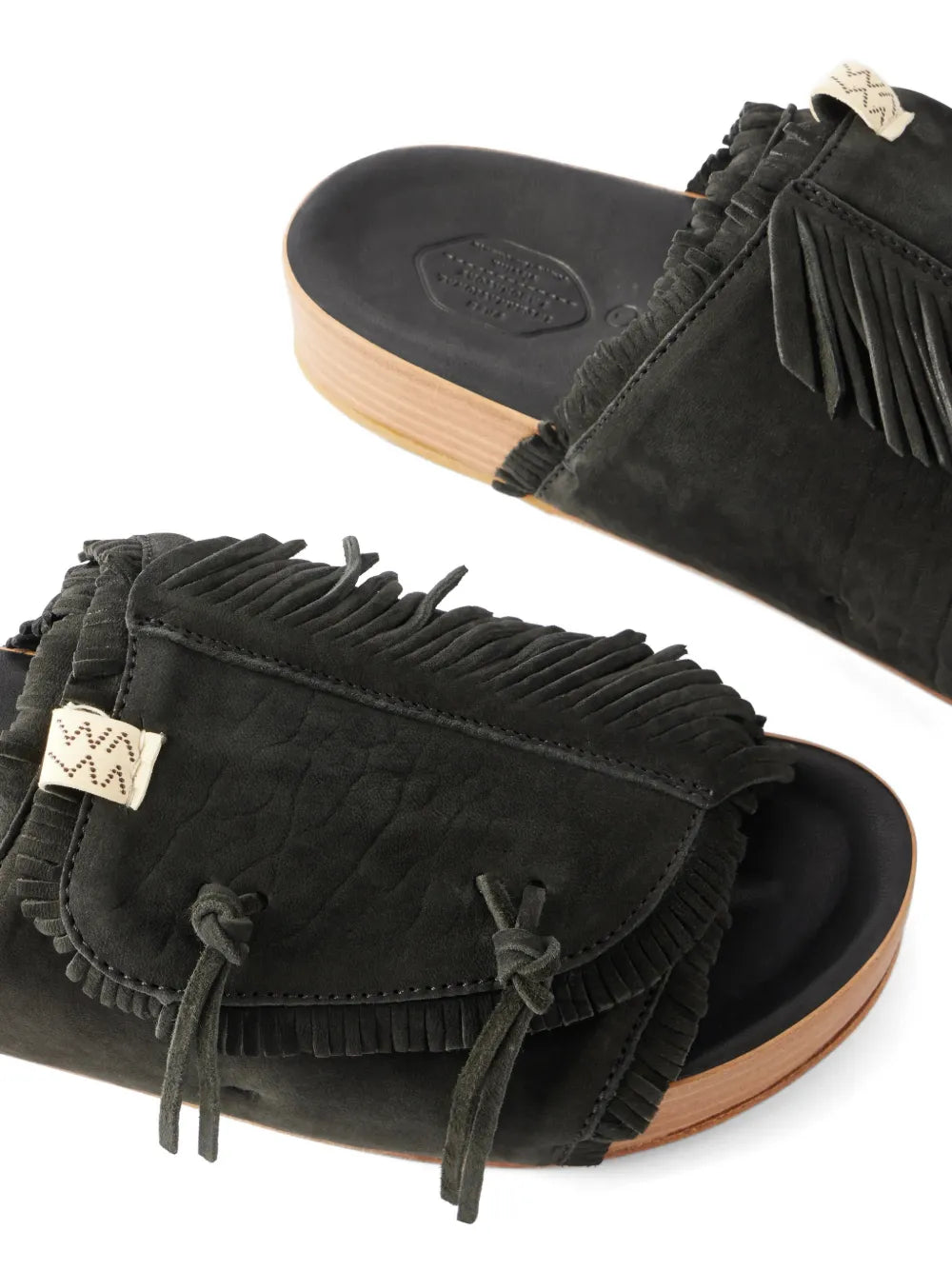 Fringed Leather Slides
