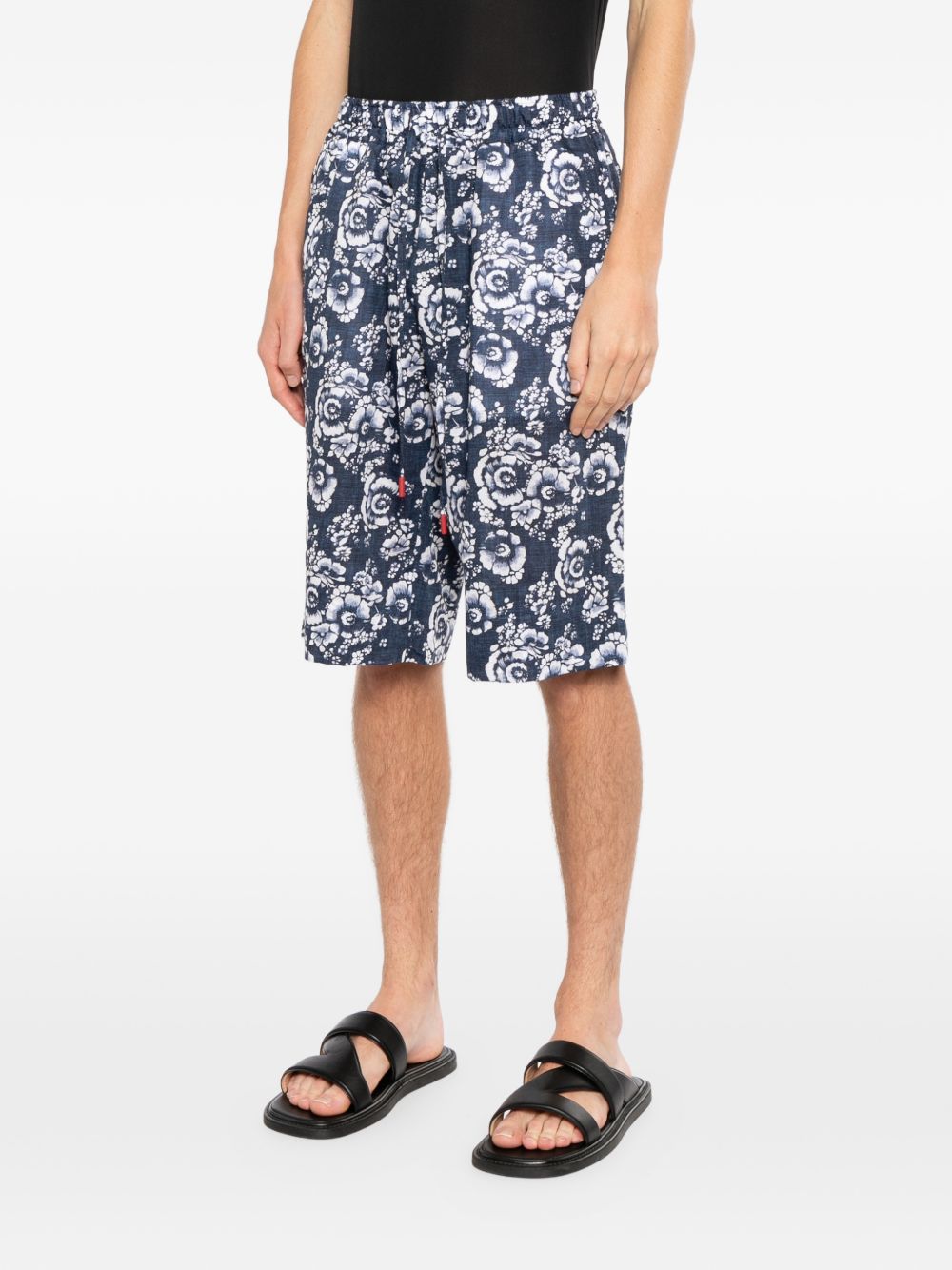 floral-print drawstring shorts