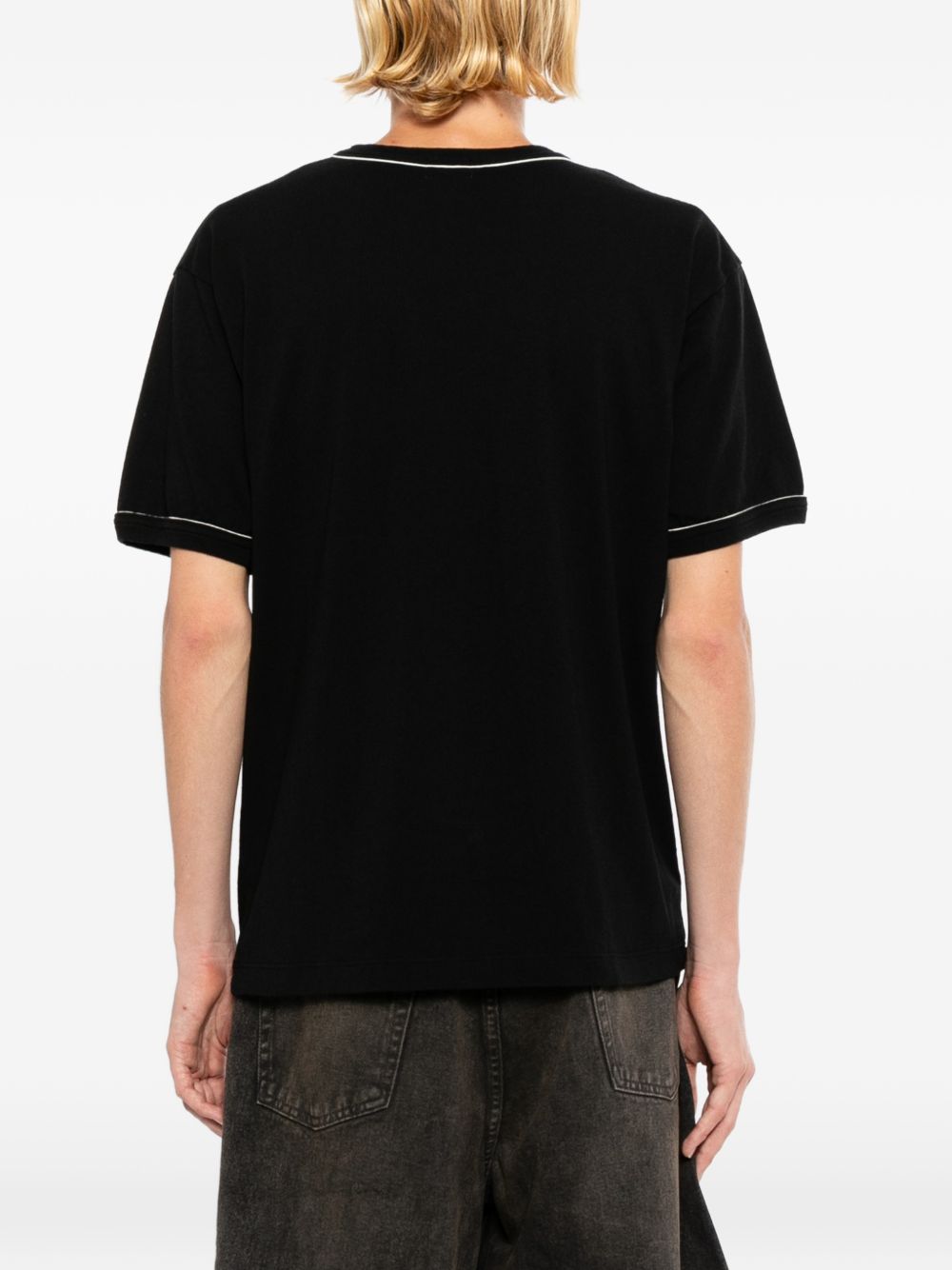 graphic-printed V-neck T-shirt