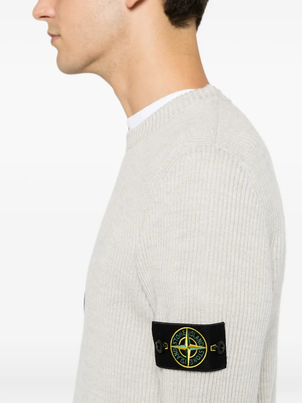 logo-patch ribbed-knit sweater