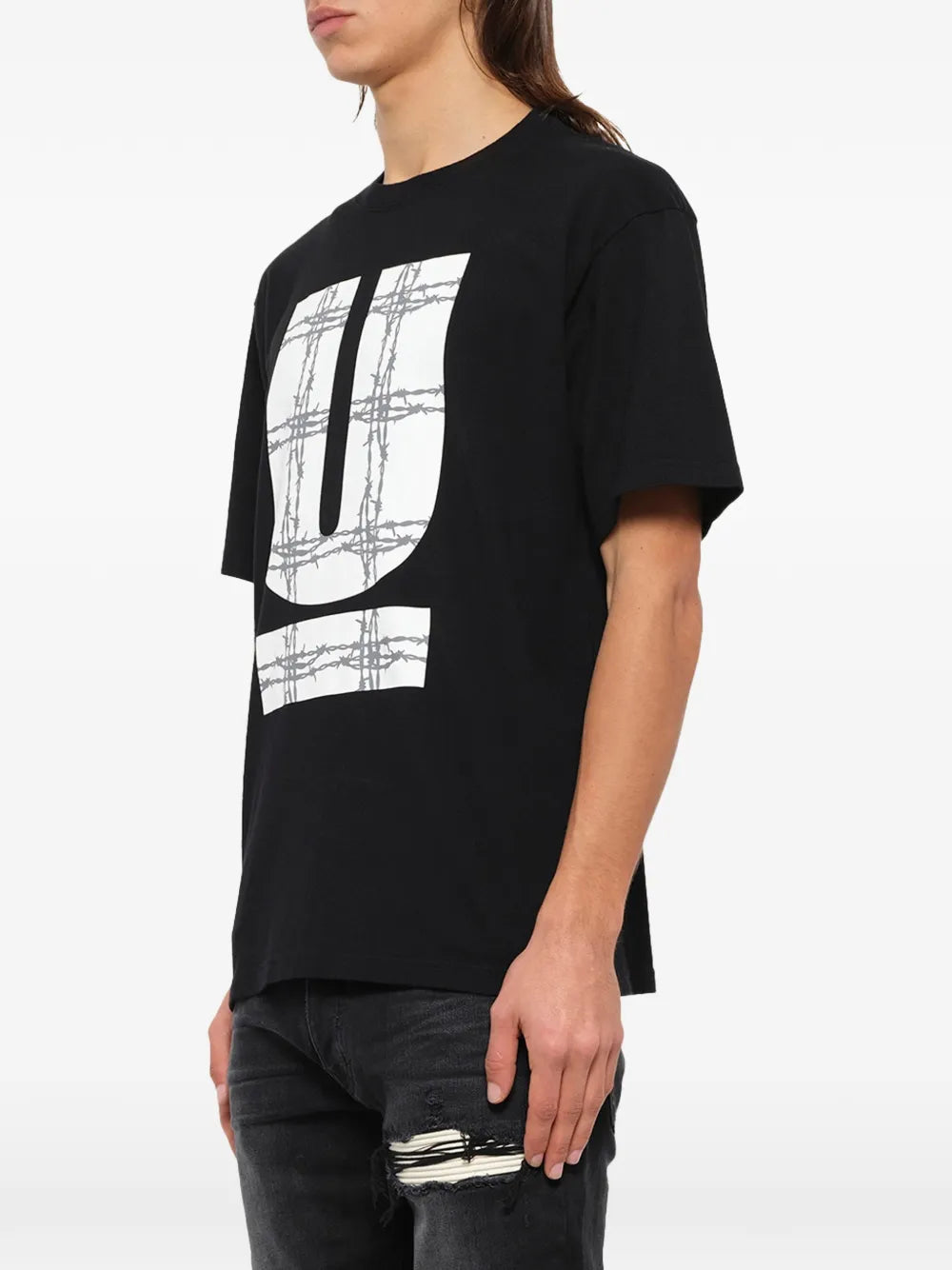 barbed wire graphic T-shirt