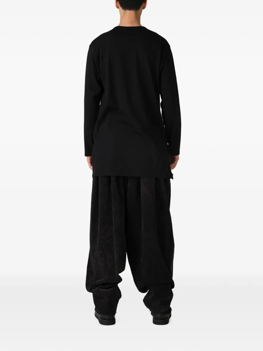 Graphic-Print Button-Slit Long-Sleeved T-Shirt