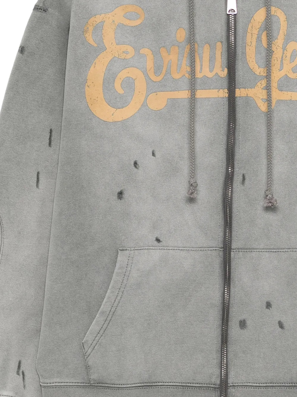 distressed logo-print hoodie