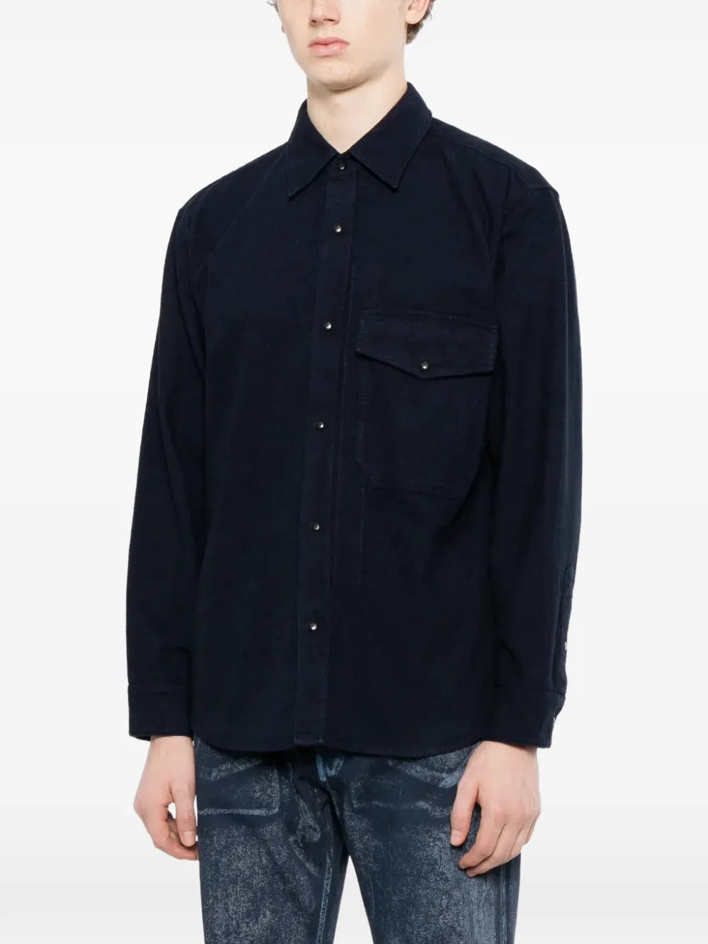 logo-embroidered chest-pocket shirt jacket
