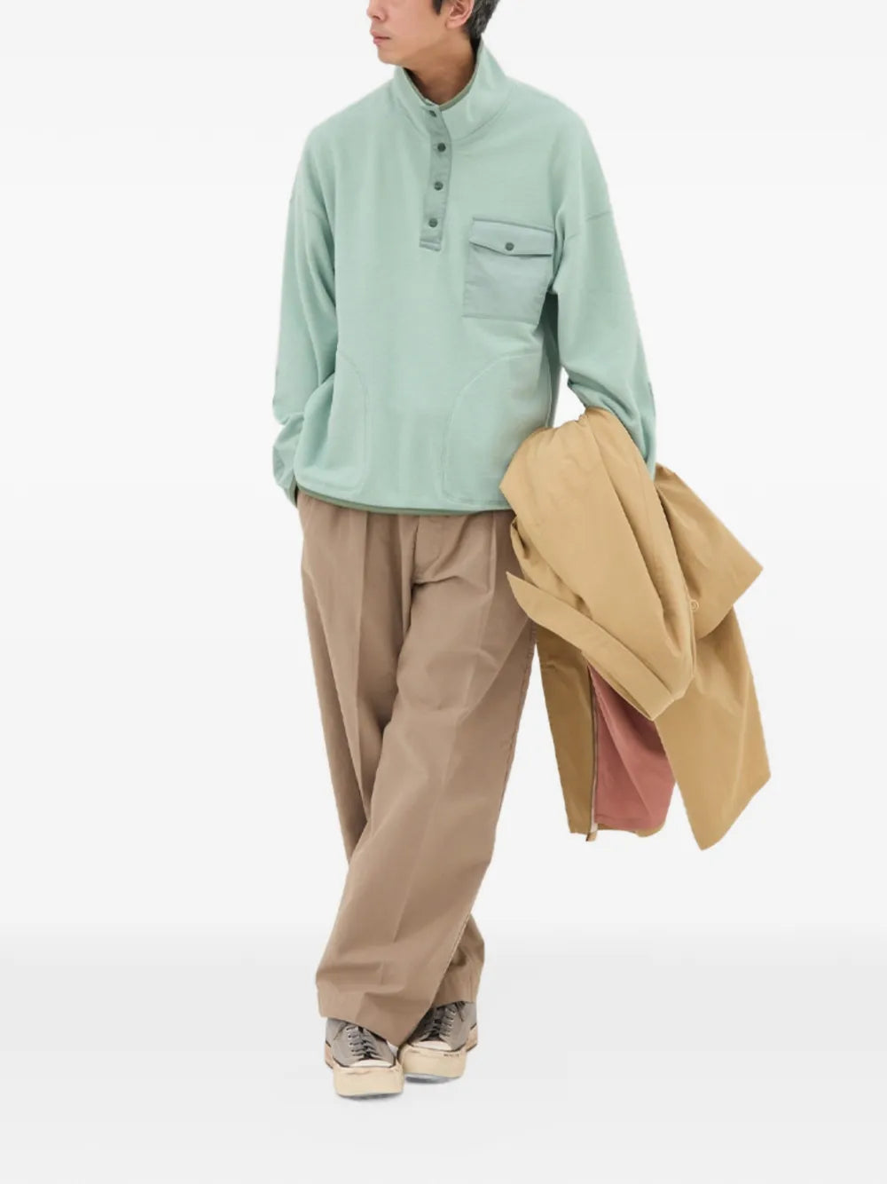 button-fastening pocket-detail sweater