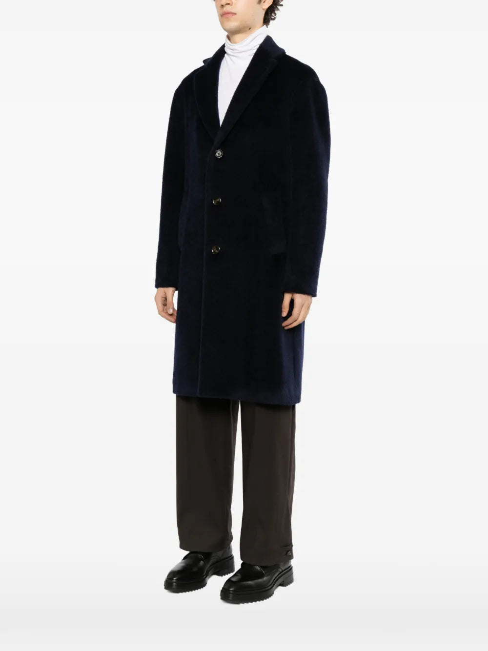brushed single-breasted coat