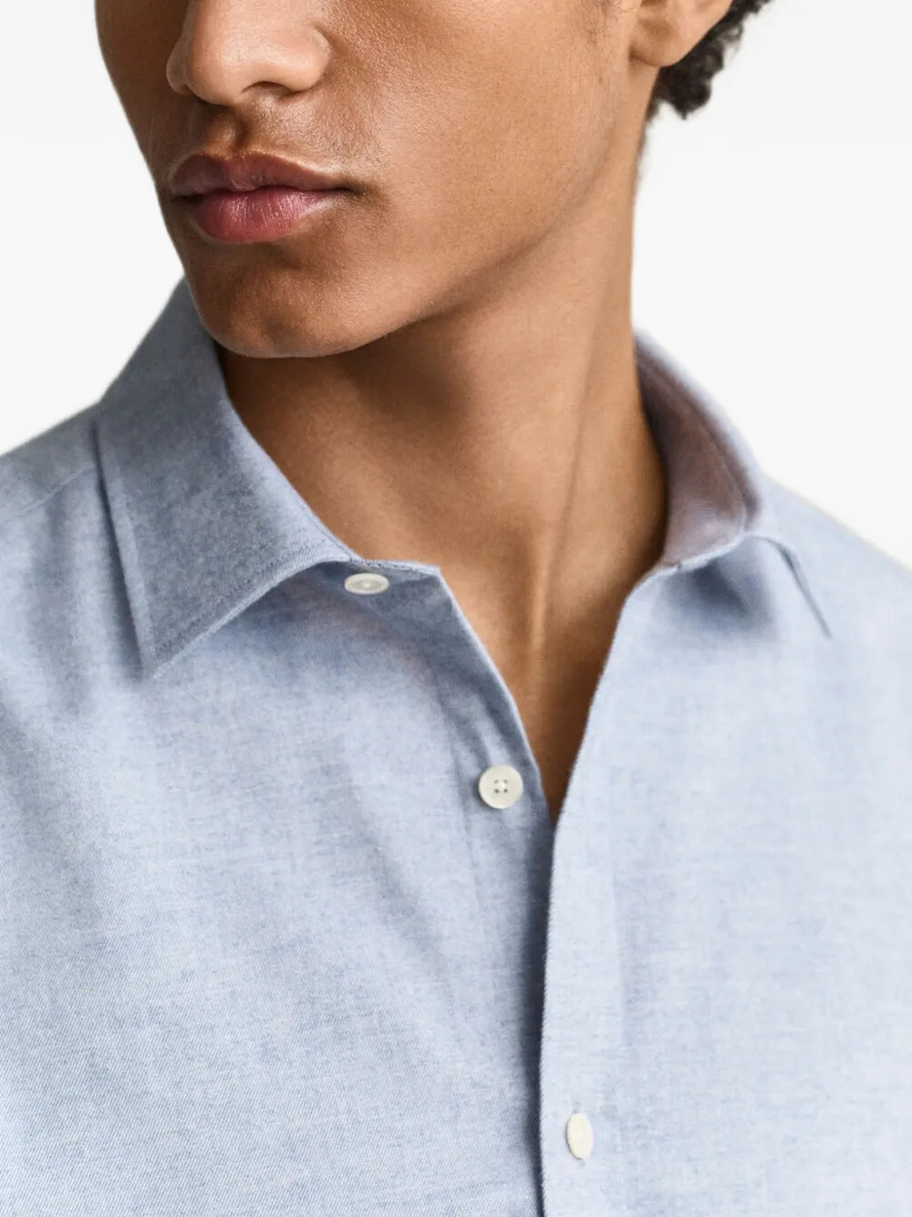 mélange-effect button-down shirt