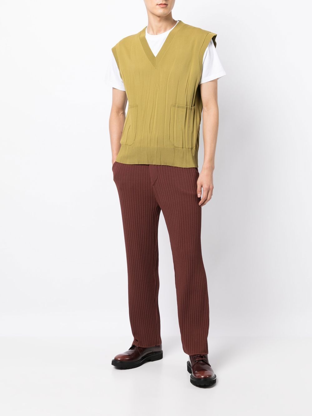 Ribbed Straight-Leg Trousers