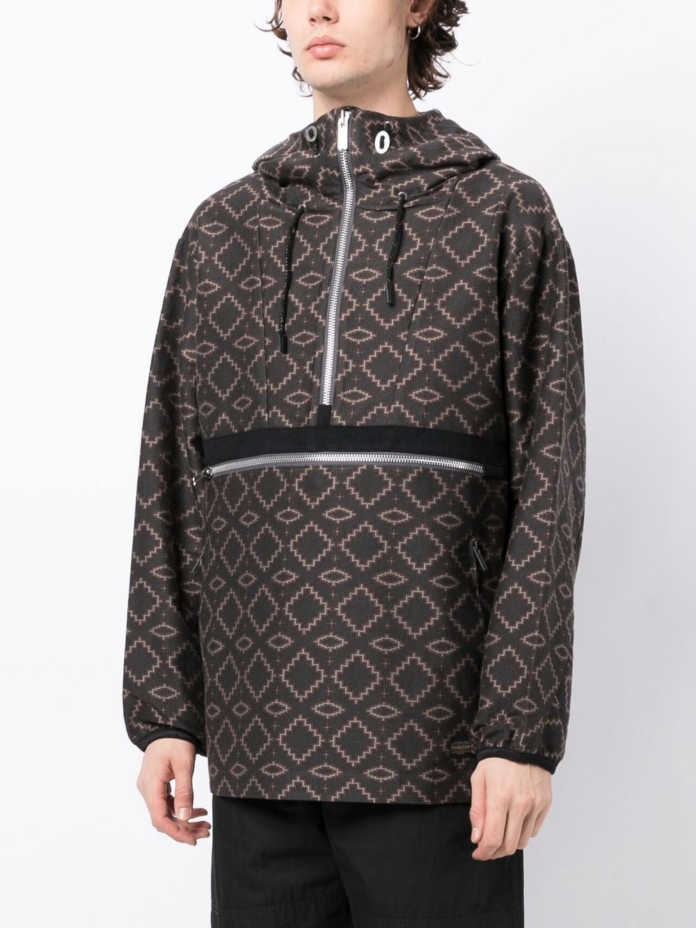 Geometric Pattern Half-Zipped Jacket