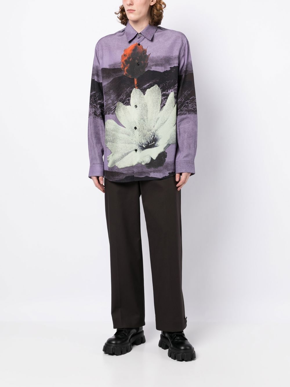 Graphic-Print Button-Up Shirt