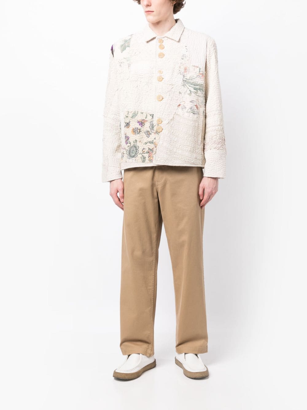 Embroidered-Patchwork Cotton Shirt Jacket