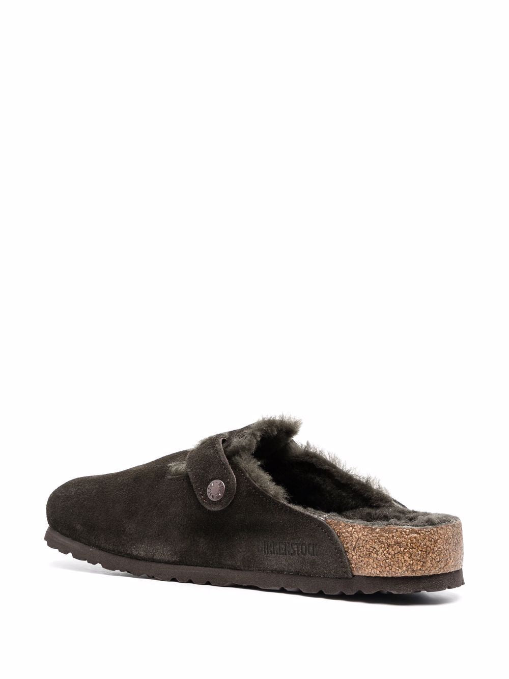 Boston shearling-trimmed suede slippers