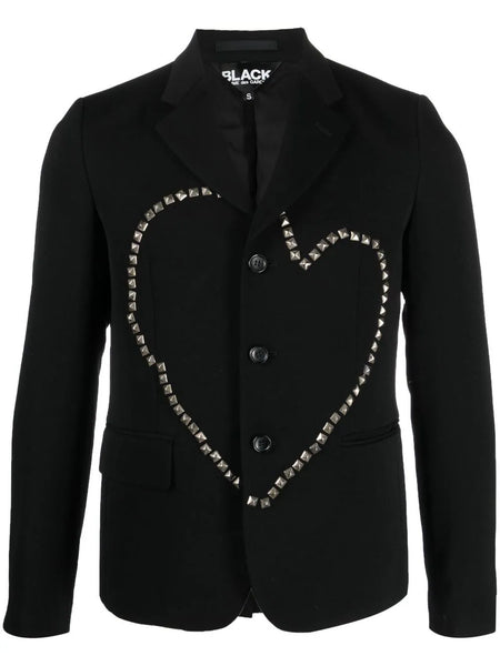 Heart Stud Embellished Wool Jacket