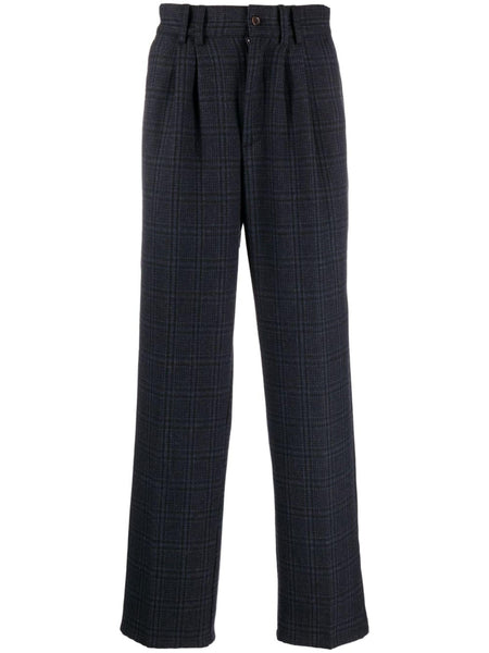 Checked Straight-Leg Trousers