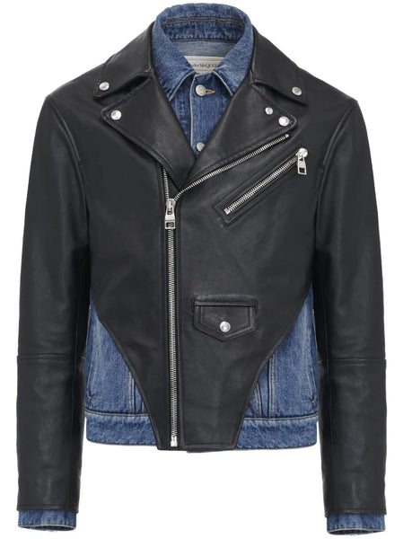 Leather Panelled Denim Jacket