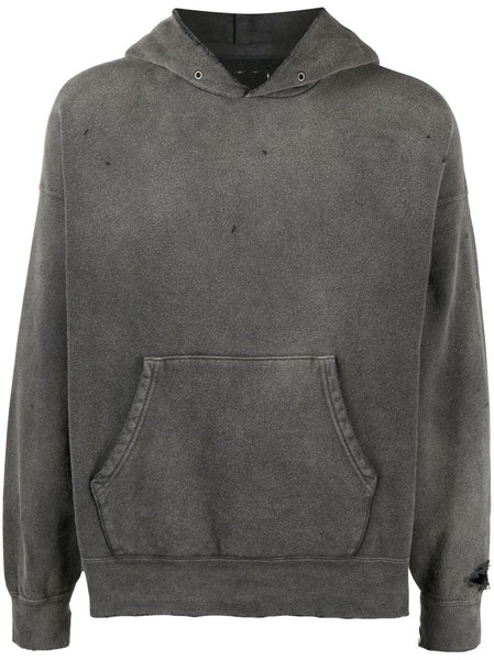 Ripped-Detailing Cotton Hoodie