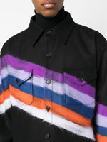 Brushed-Effect Striped Shirt Jacket