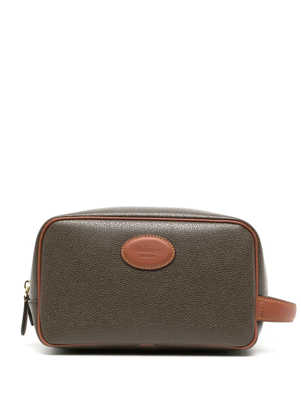 Logo-Patch Leather Wash Bag