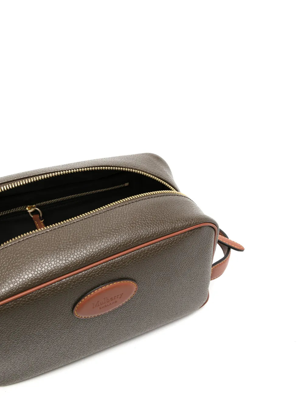 Logo-Patch Leather Wash Bag