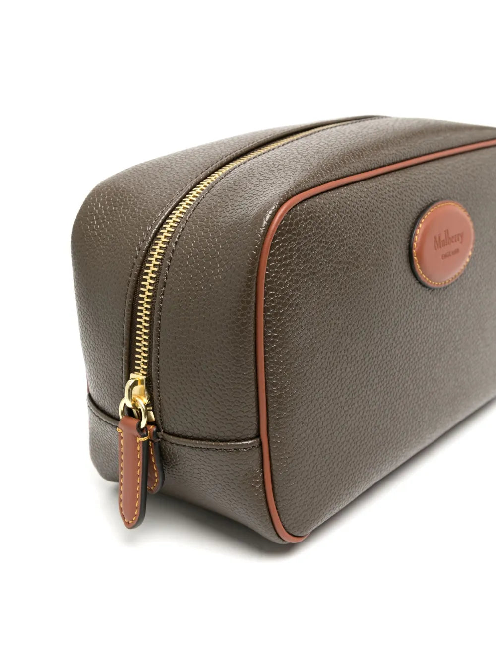 Logo-Patch Leather Wash Bag