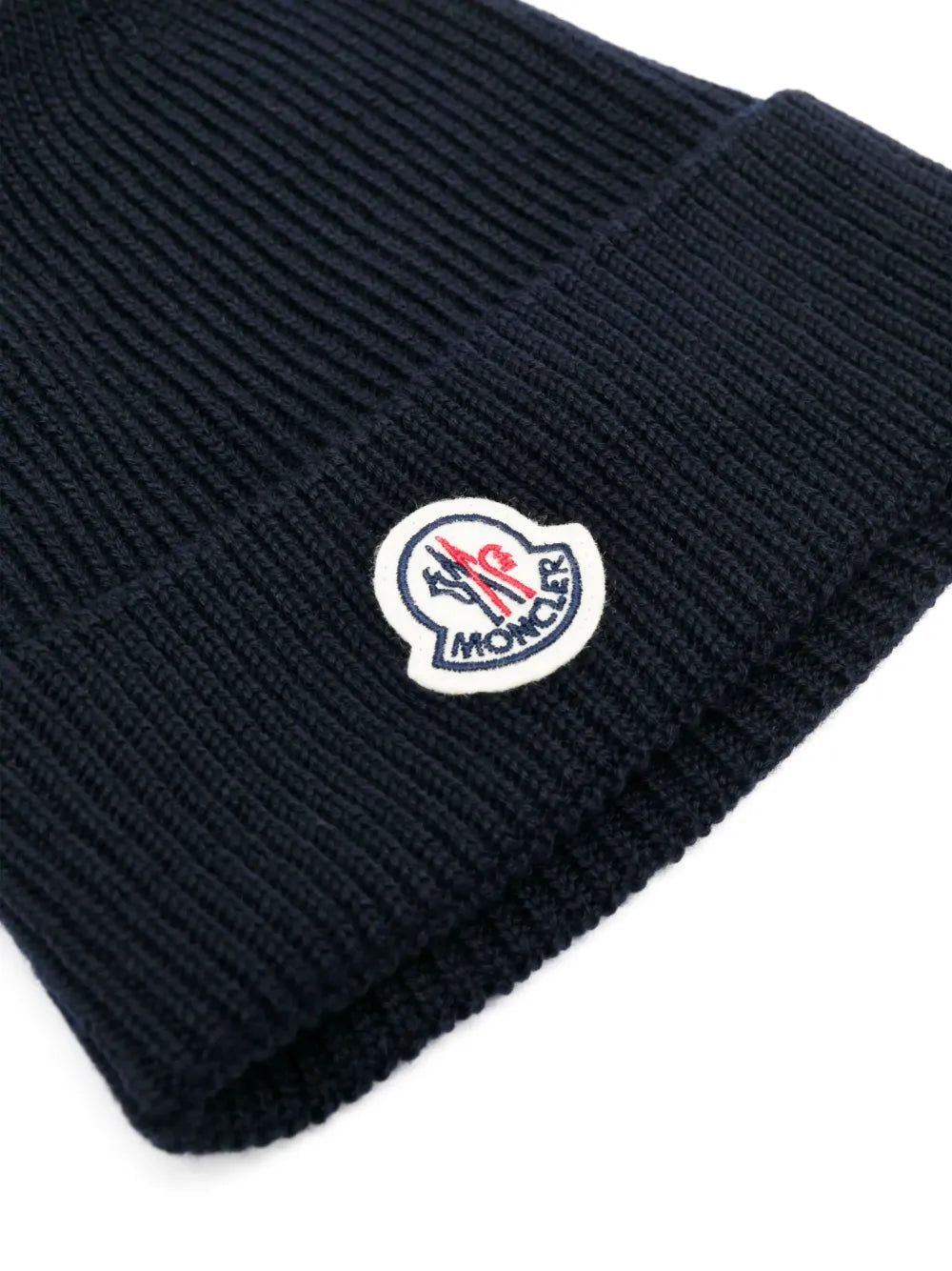 ribbed logo-patch beanie hat